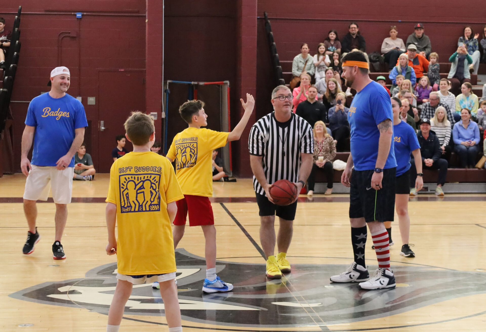 Parker Middle School's inaugural Buddies vs. Badges charity basketball game was held in the McCarthy Middle School Gym on Tuesday, April 15.