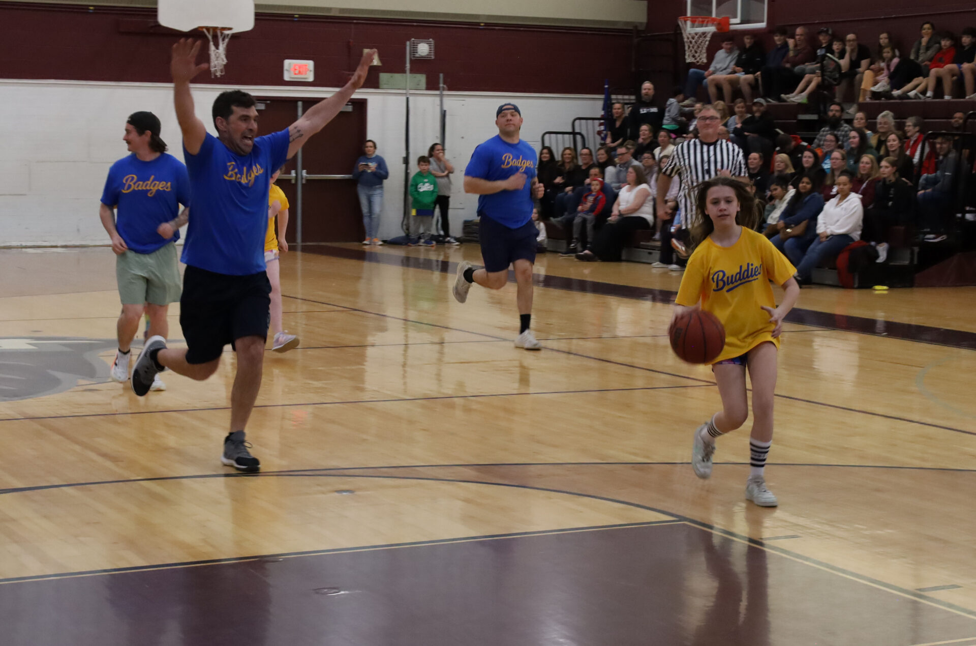 Parker Middle School's inaugural Buddies vs. Badges charity basketball game was held in the McCarthy Middle School Gym on Tuesday, April 15.