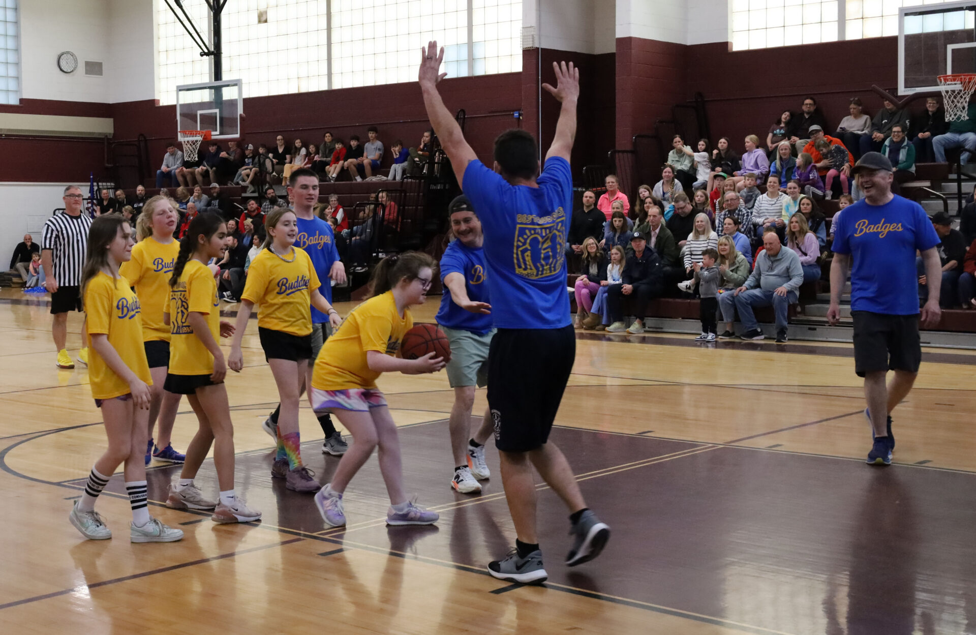 Parker Middle School's inaugural Buddies vs. Badges charity basketball game was held in the McCarthy Middle School Gym on Tuesday, April 15.