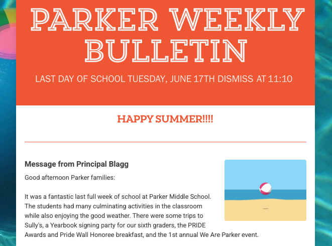 Parker Middle School Weekly Bulletin: June 16, 2025