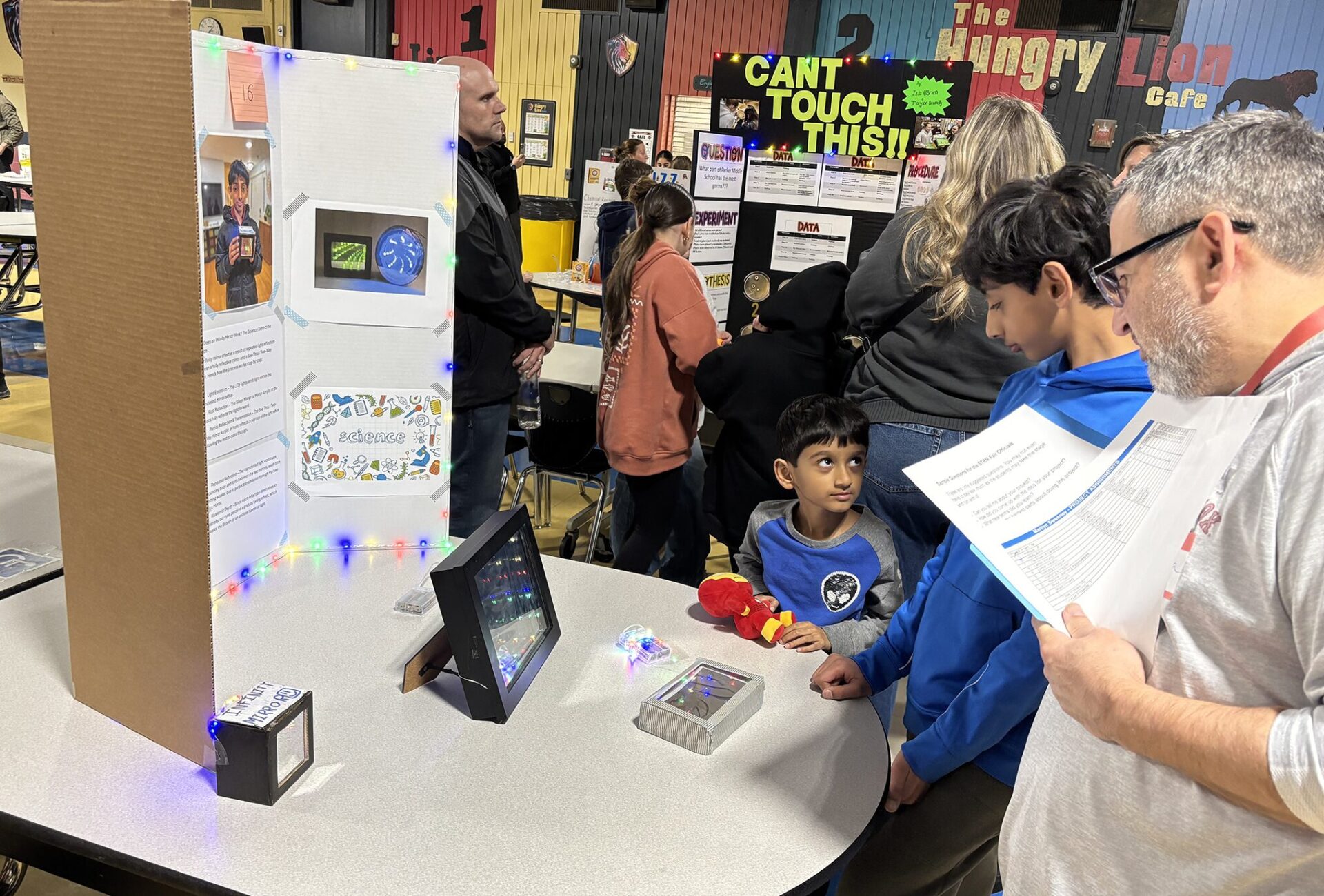 One of the projects showcased during Parker Middle School's second annual STEM Fair on Thursday, March 26, 2026, focused on mirrors.