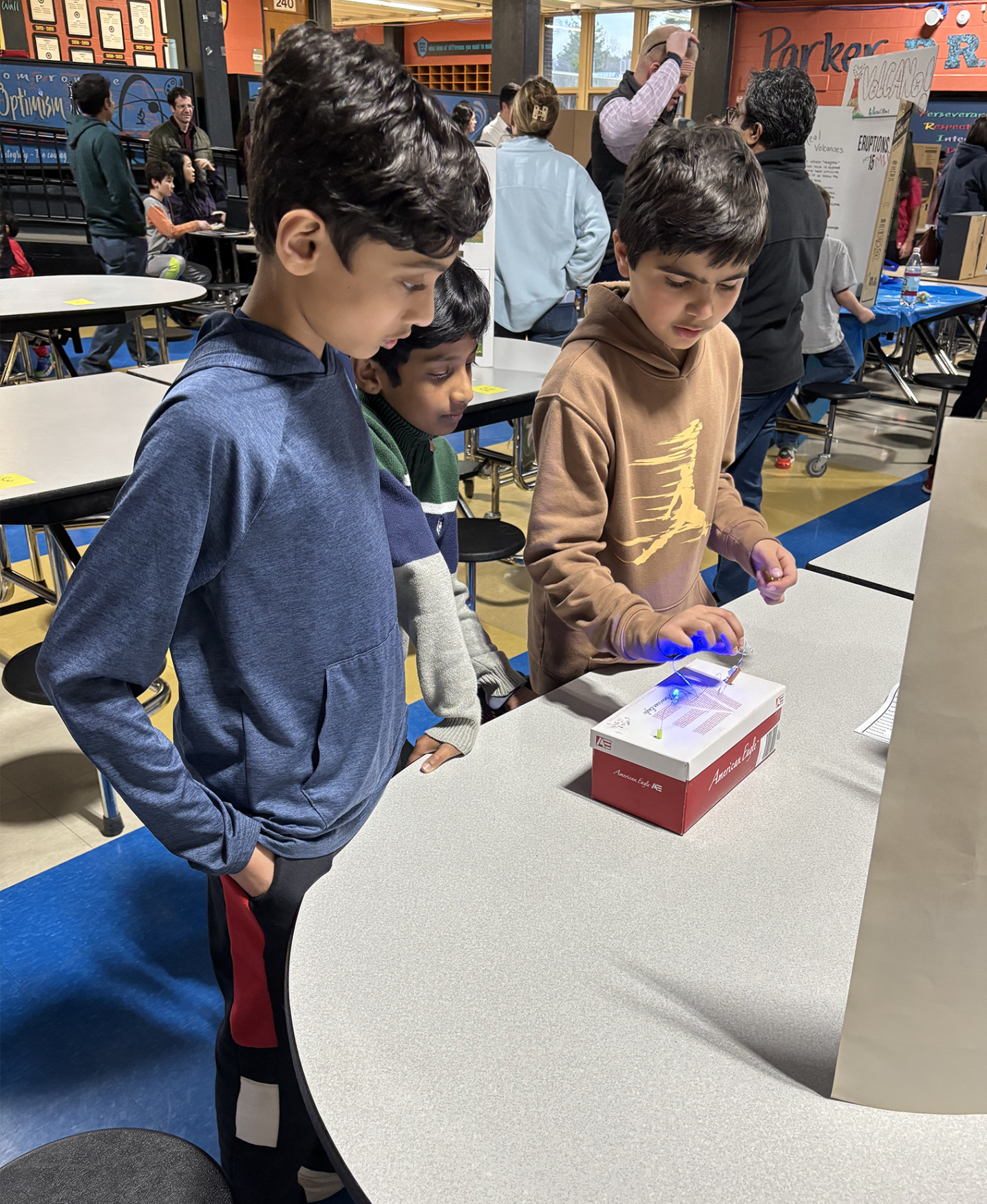 One of the projects showcased during Parker Middle School's second annual STEM Fair on Thursday, March 26, 2026, focused on steady hands.