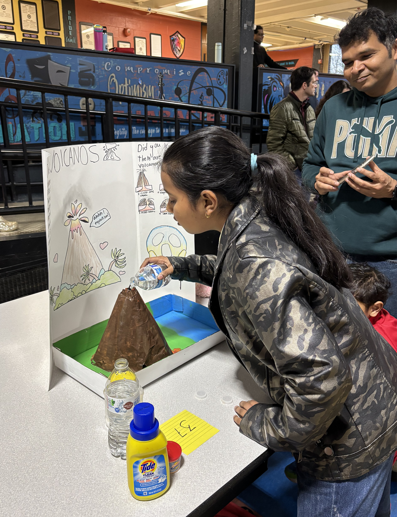 One of the projects showcased during Parker Middle School's second annual STEM Fair on Thursday, March 26, 2026, focused on volcanic eruptions.