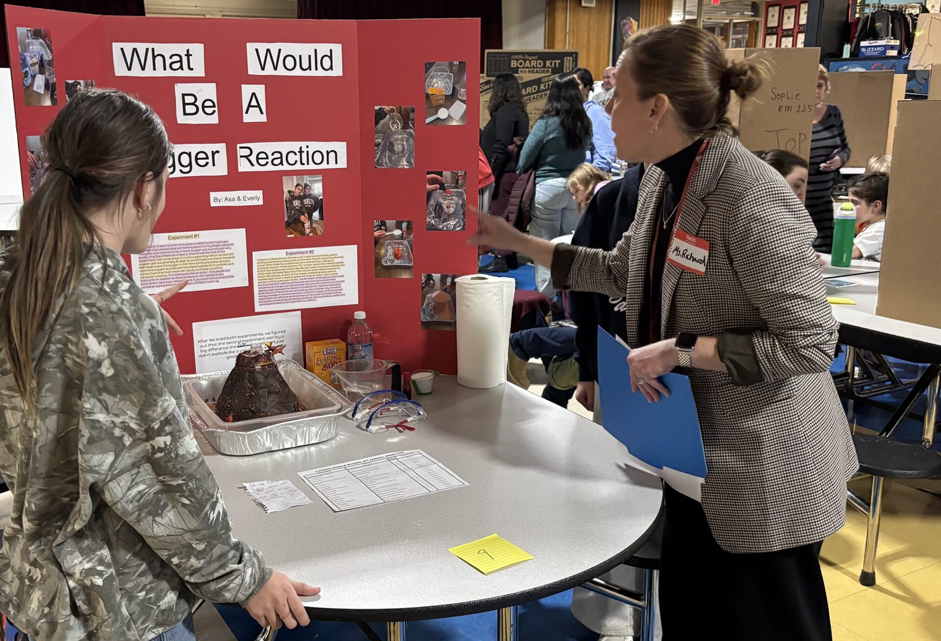 One of the projects showcased during Parker Middle School's second annual STEM Fair on Thursday, March 26, 2026, focused on volcanic eruptions.