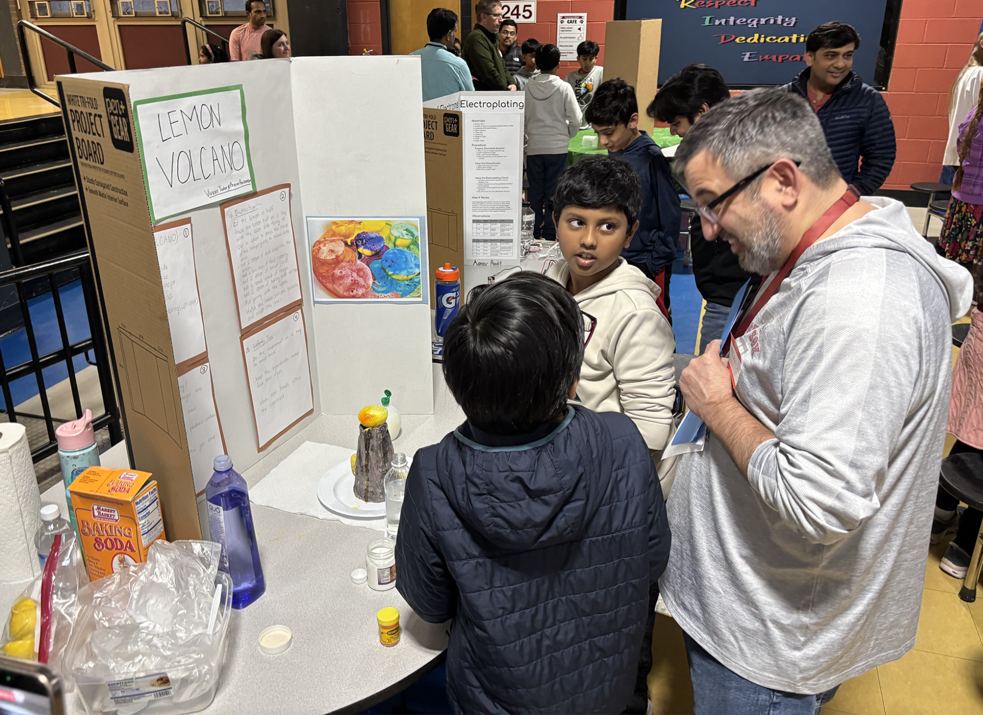 One of the projects showcased during Parker Middle School's second annual STEM Fair on Thursday, March 26, 2026, focused on volcanic eruptions.