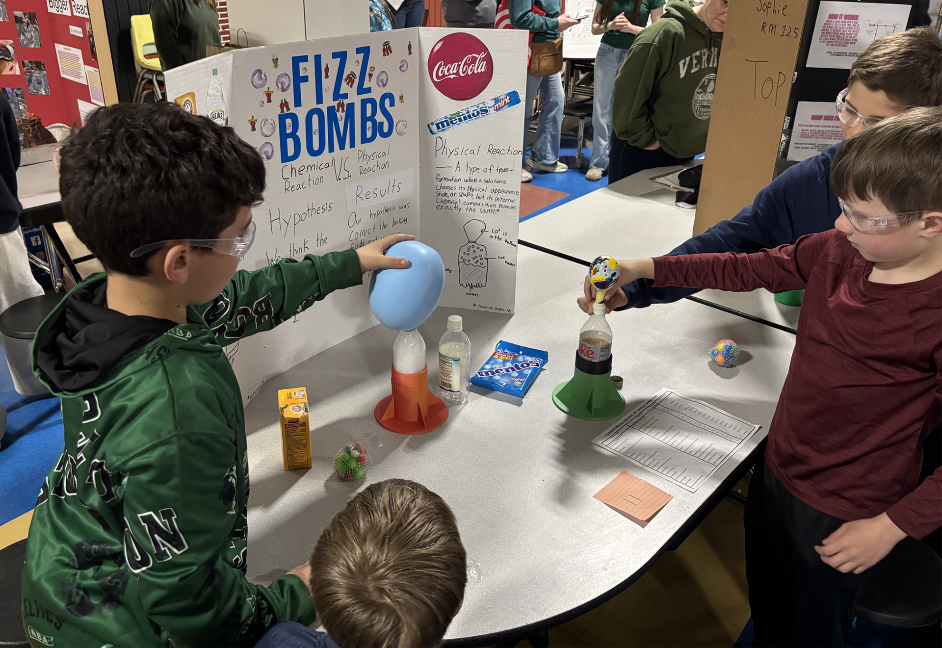 One of the projects showcased during Parker Middle School's second annual STEM Fair on Thursday, March 26, 2026, focused on fizz bombs.