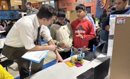 One of the projects showcased during Parker Middle School's second annual STEM Fair on Thursday, March 26, 2026, focused on the science of rubber bands.