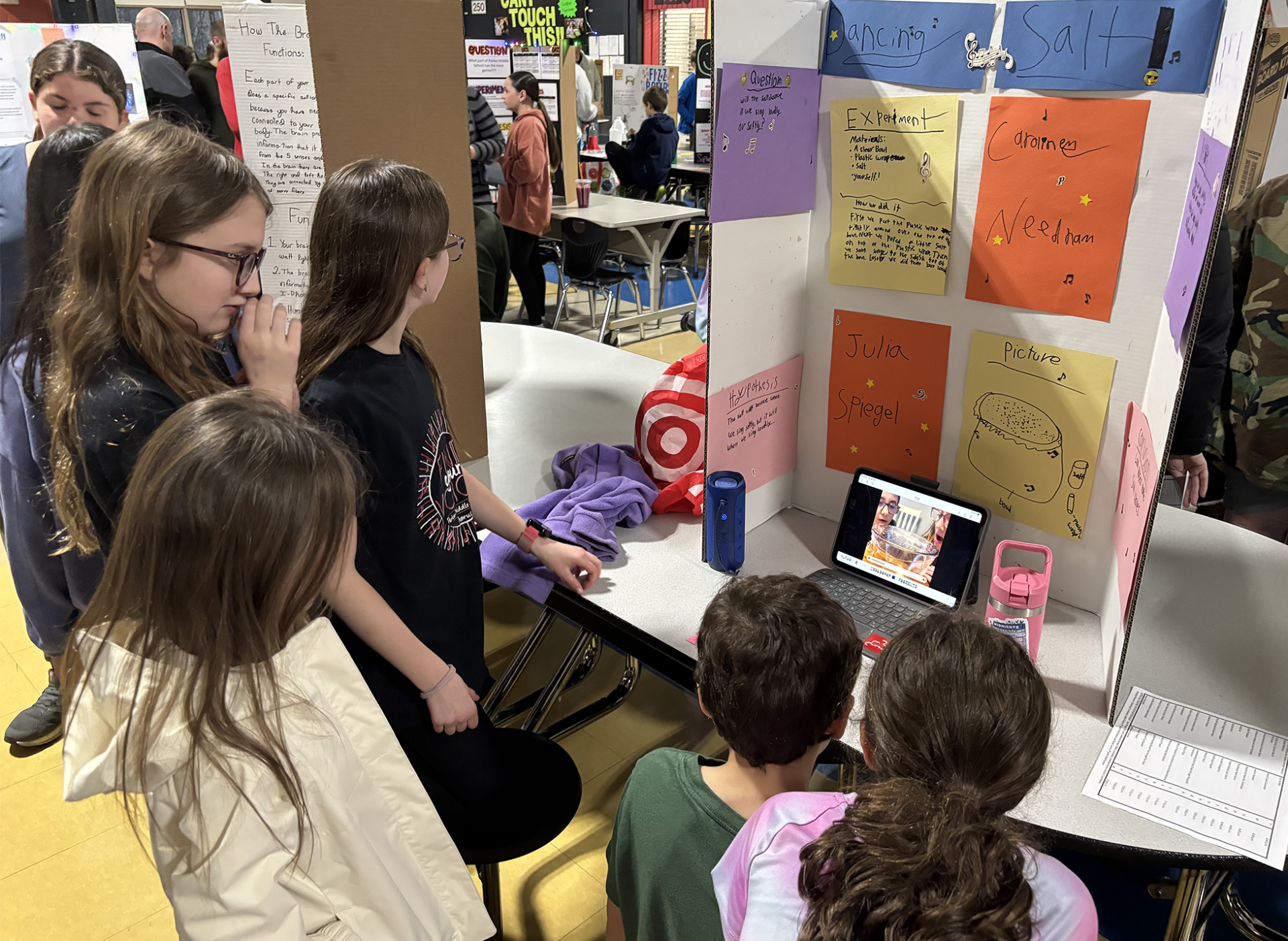 One of the projects showcased during Parker Middle School's second annual STEM Fair on Thursday, March 26, 2026, focused on the effects of sound.