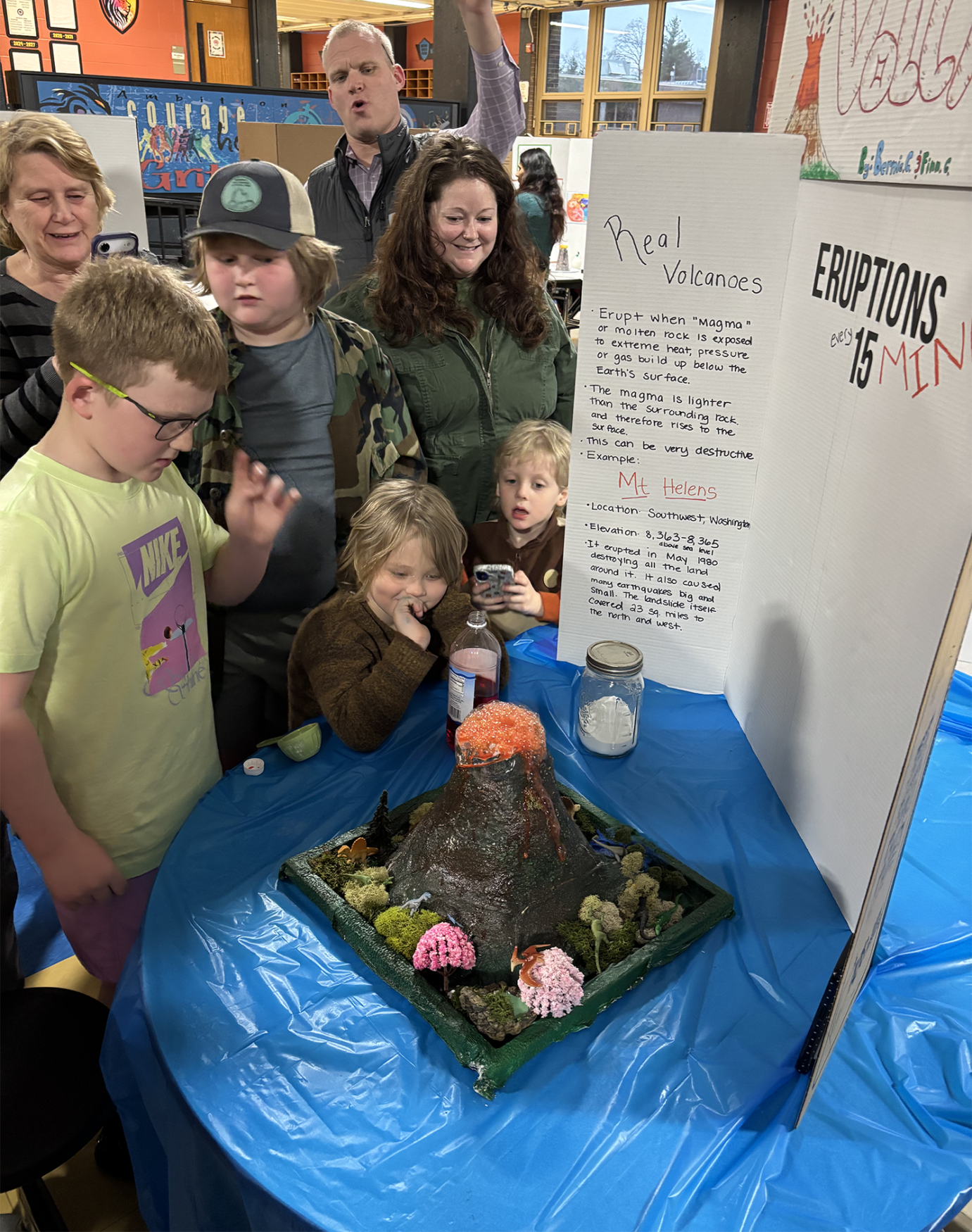 One of the projects showcased during Parker Middle School's second annual STEM Fair on Thursday, March 26, 2026, focused on volcanic eruptions.