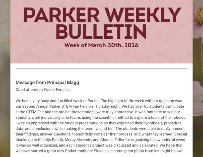 Parker Weekly Bulletin - March 30, 2026