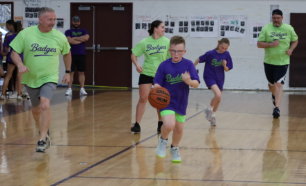 Action from the second annual Buddies vs. Badges charity basketball game on April 16, 2026.