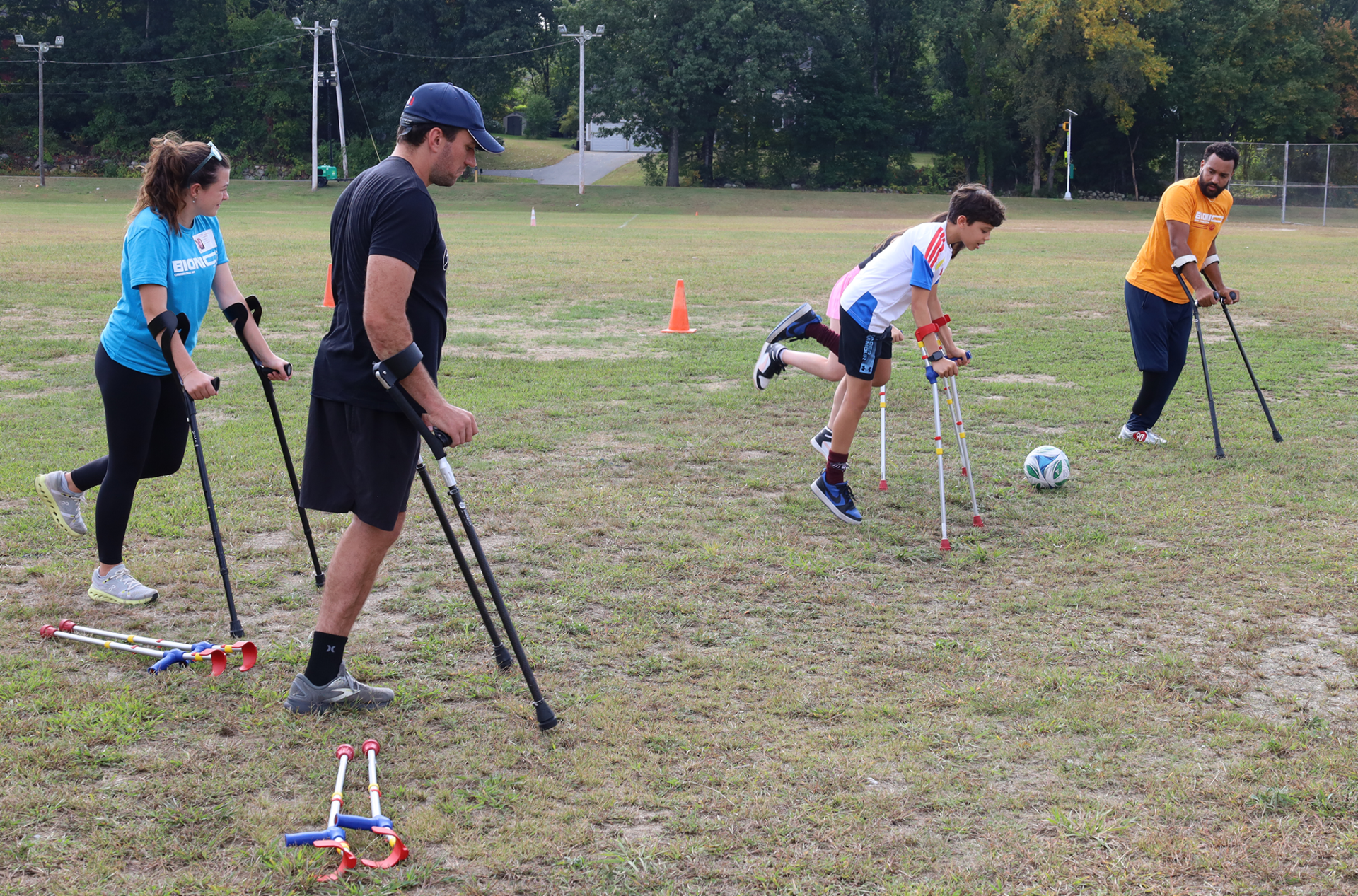 Sixth grade students at Parker Middle School learn how to use the equipment before an adaptive soccer clinic hosted by Bionic Project on Thursday, Sept. 17, 2026.
