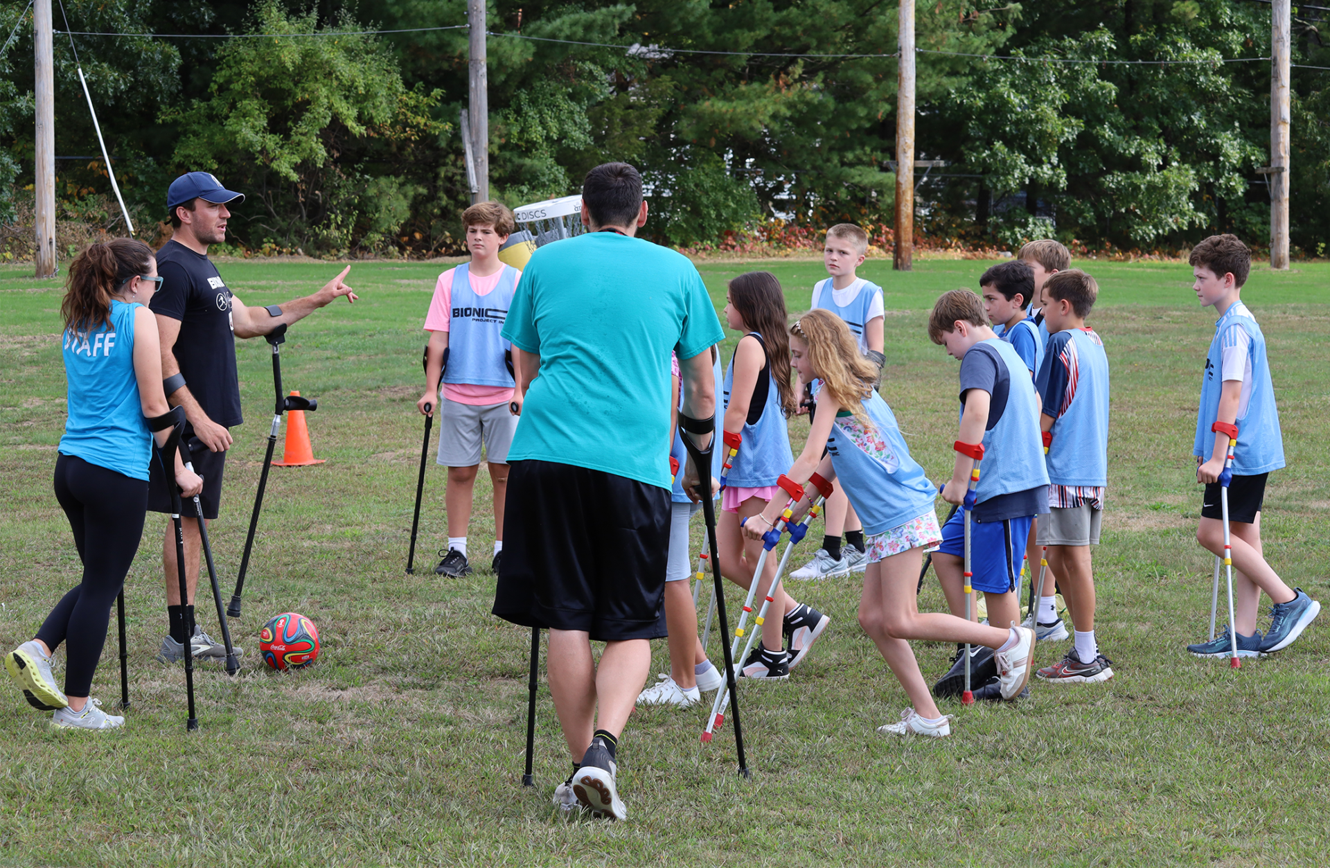 Parker sixth graders prepare huddle up prior to an adaptive soccer game on Sept. 17, 2026.