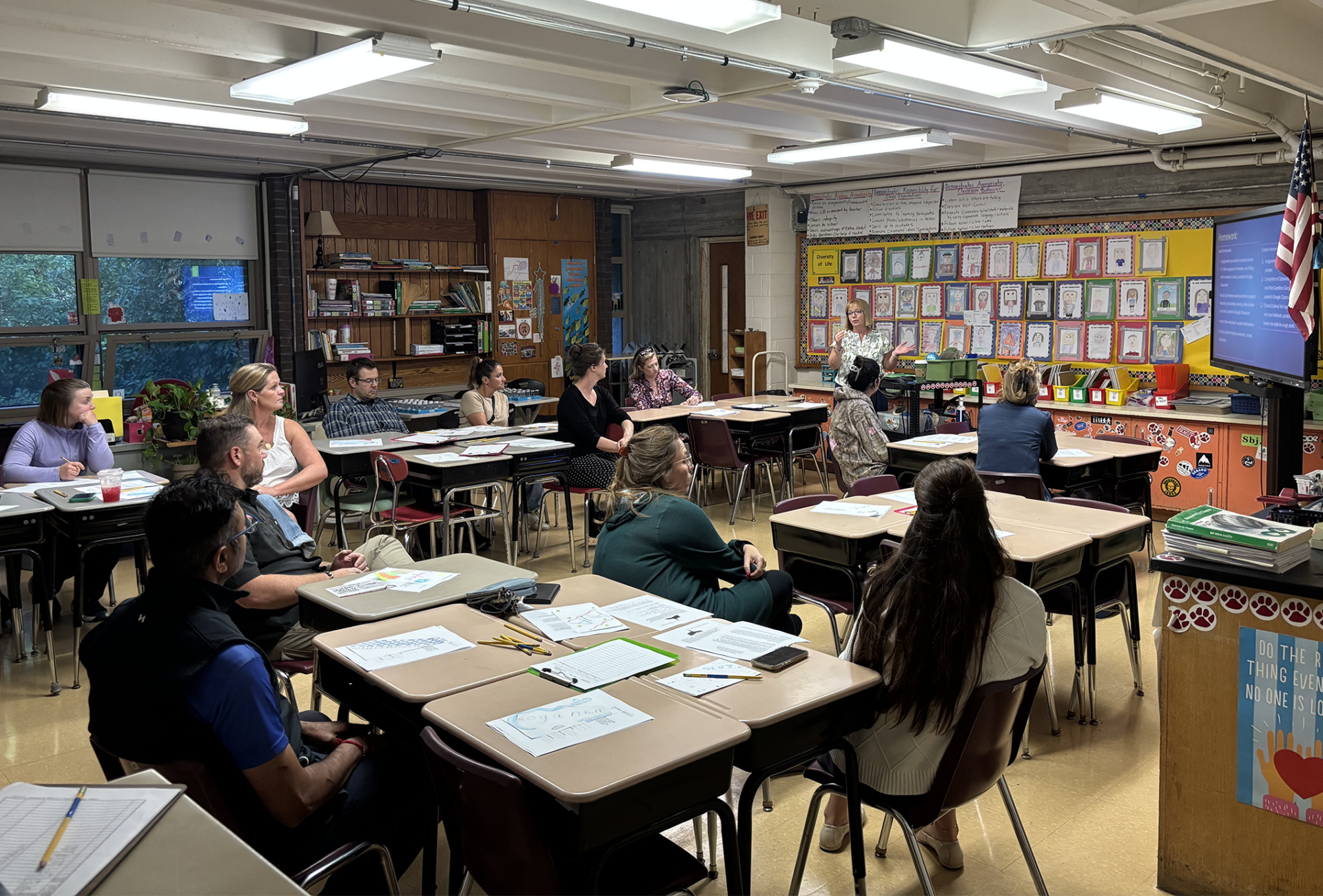 Sixth grade parents and guardians attend an open house at Parker Middle School in Chelmsford on Tuesday, Sept. 15, 2026.