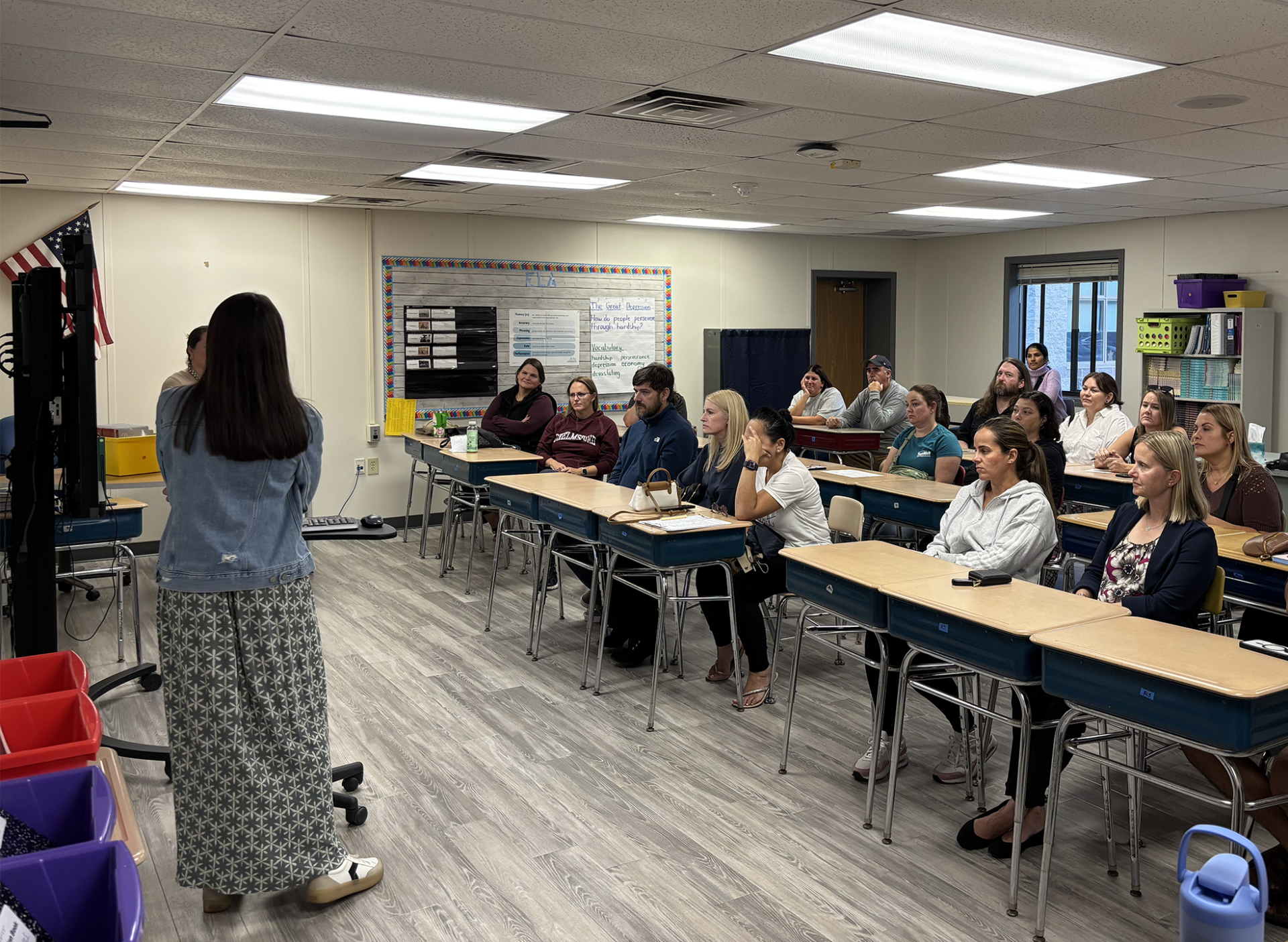 Sixth grade parents and guardians attend an open house at Parker Middle School in Chelmsford on Tuesday, Sept. 15, 2026.